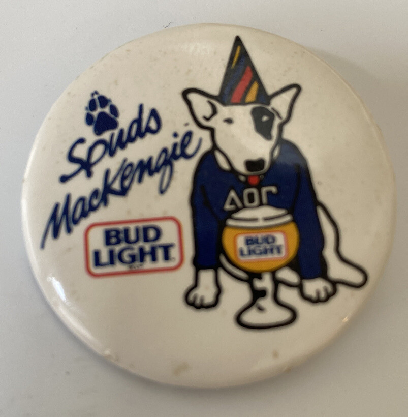 Spuds McKenzie Bud Light Button Pin Original Vintage Promo 1.5”
