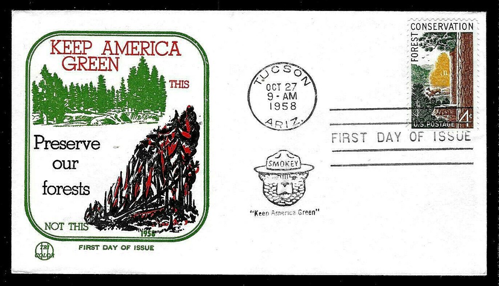 1122 4c Stamp (1958) FOREST CONSERVATION FDC FROM TRI-COLOR CACHET MAKERS !!