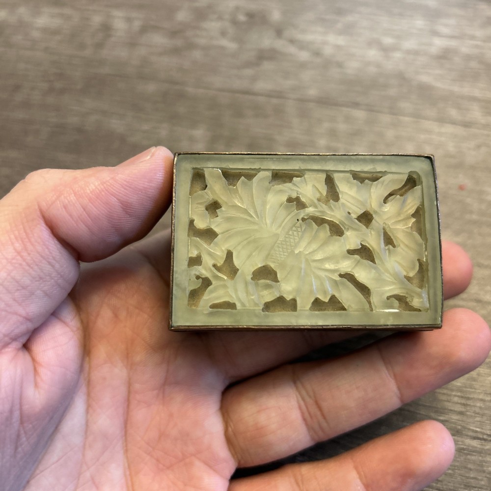 Vintage Jade & Enamel Match Box