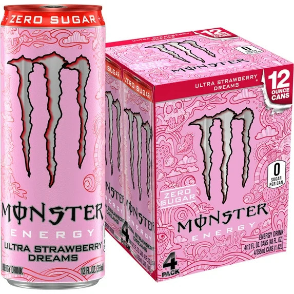 Monster Strawberry Dreams Zero Sugar 12 oz 4 Pack