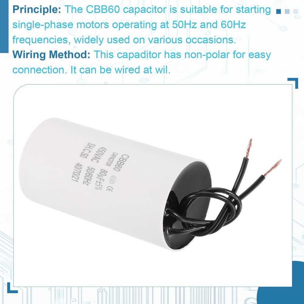 1 x 80uF CBB60 Running Capacitor Run Capacitor White
