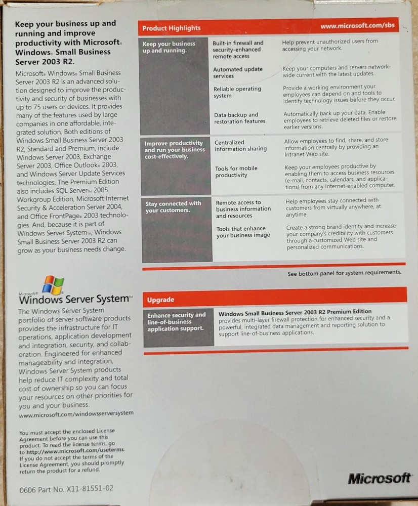 Microsoft Windows Small Business Server 2003 R2, Standard Edition 5-User