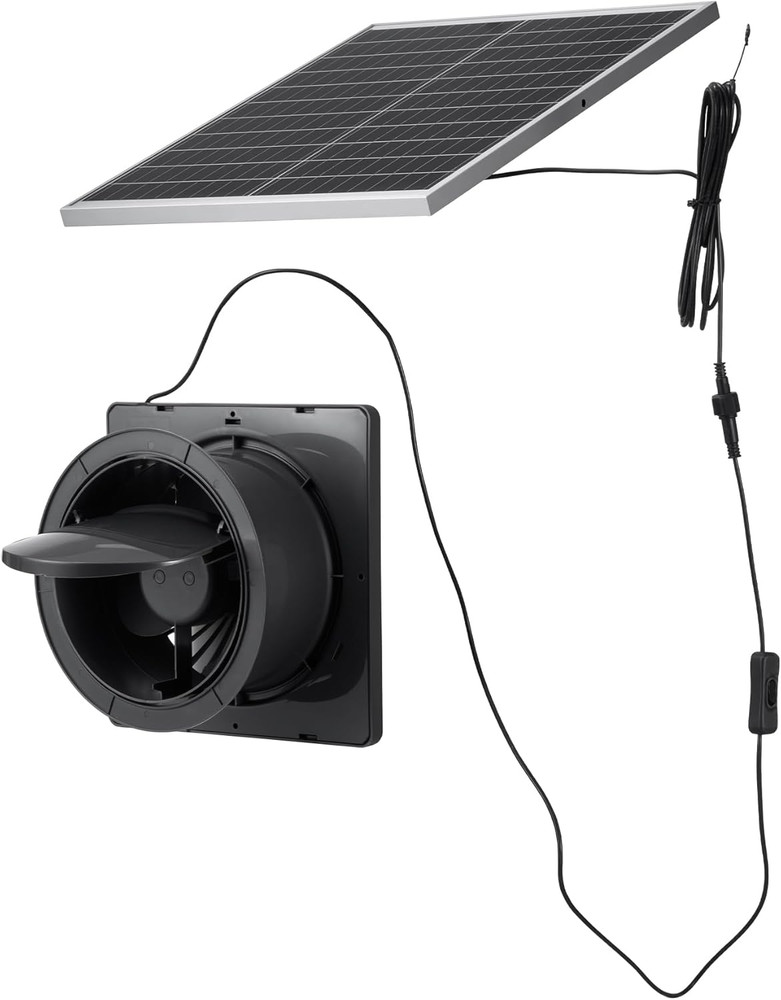 Solar Powered Fan, 25W Solar Panel with 220 CFM Airflow, Adjustable Panel Angle,
