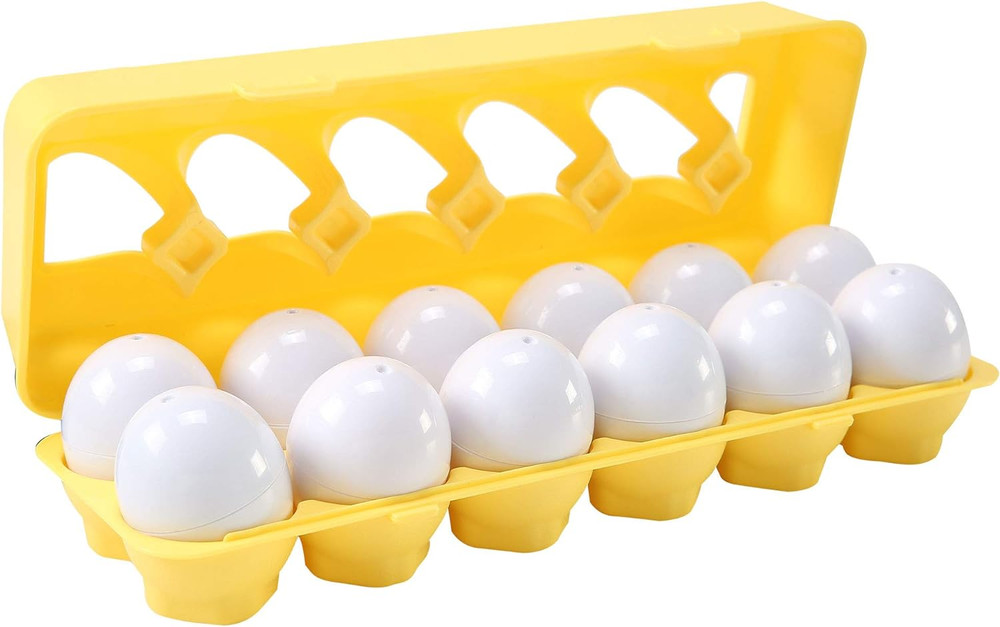Fun Easter Egg Matching Toy Set (12 Eggs) - Toddler STEM Easter Basket Stuffers,
