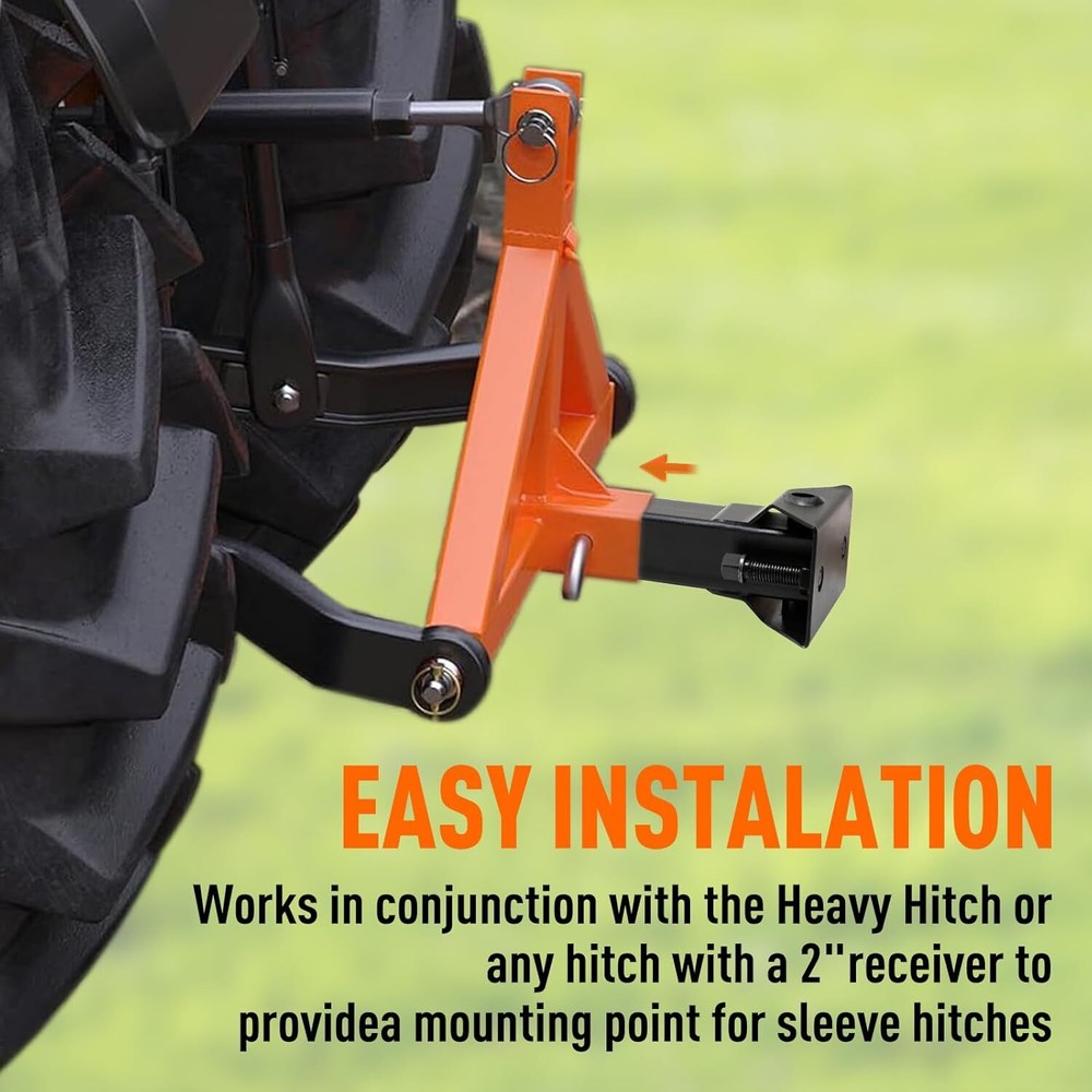 Sleeve Hitch Adapter for 2" Receiver Compatible with 3 Point Hitch Sub-Compact
