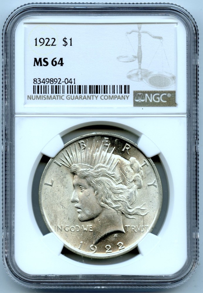 1922 Peace Dollar, NGC MS64