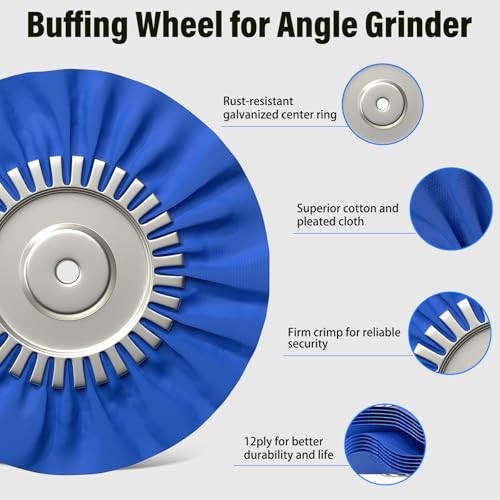 8" Airway Buffing Wheels for 4.5" Angle Grinder, 9PCS Buffer Polisher Wheel