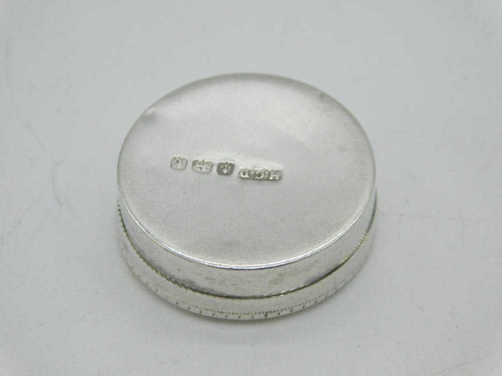 Art Deco Sterling Silver Circular Patch Box Antique 1918 Birmingham