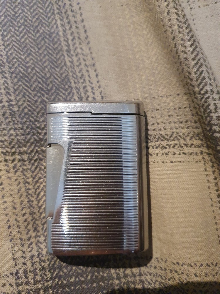 Ronson Varaflame Comet Cigarette Lighter metallic horizontal stripes serviced