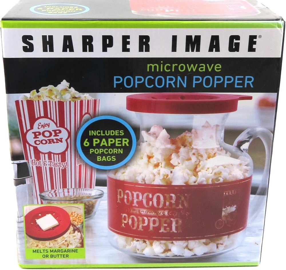 Sharper Image Popcorn Making Kit / Microwave Popcorn Popper - NEW in Box