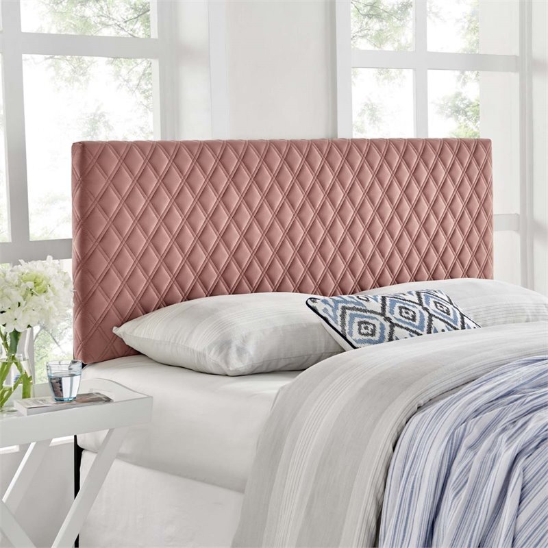 Modway Angela Performance Velvet Tufted King Headboard in Dusty Rose