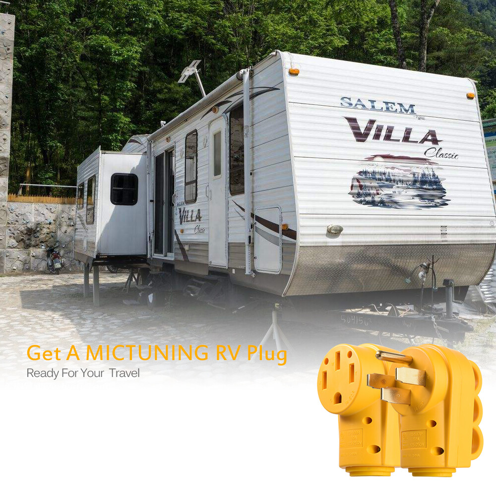 MICTUNING 50 Amp RV Replacement Male Plug - 4 Prong Plug 125/250V Power Adapter