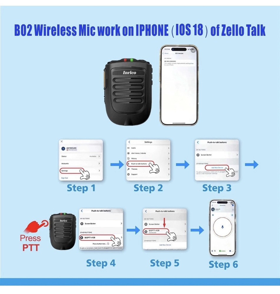 Inrico B01 Microphone Wireless IOS Black New!!!