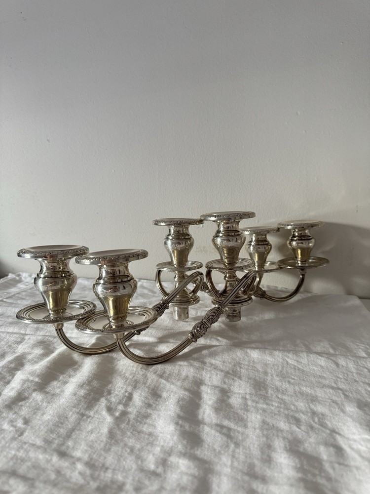 Pair Frank M. Whiting Sterling Silver 3-Light Candelabra Convertible #7187
