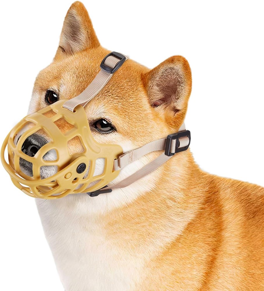 Dog Muzzle Adjustable Dog Basket Muzzle W/ Movable Cover to Prevent Biting