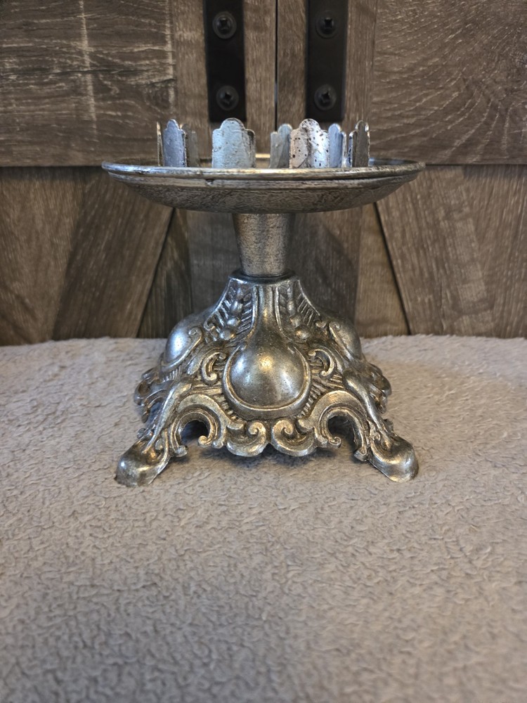 Antique Ornate Silver Plated Candle Holder