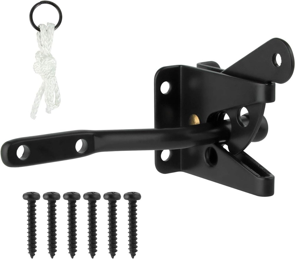 4.7in Heavy Duty Gravity Self-Locking Gate Latch with Easy Installation - Black