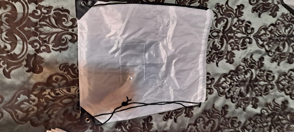 10 White String Backpacks 16.5x12.5