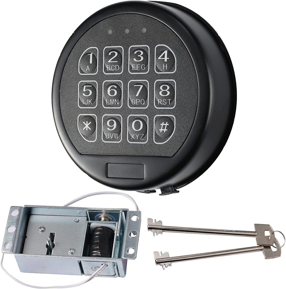 Gun Safe Lock Replacement with 2 Override Keys & Solenoid Electronic Lock