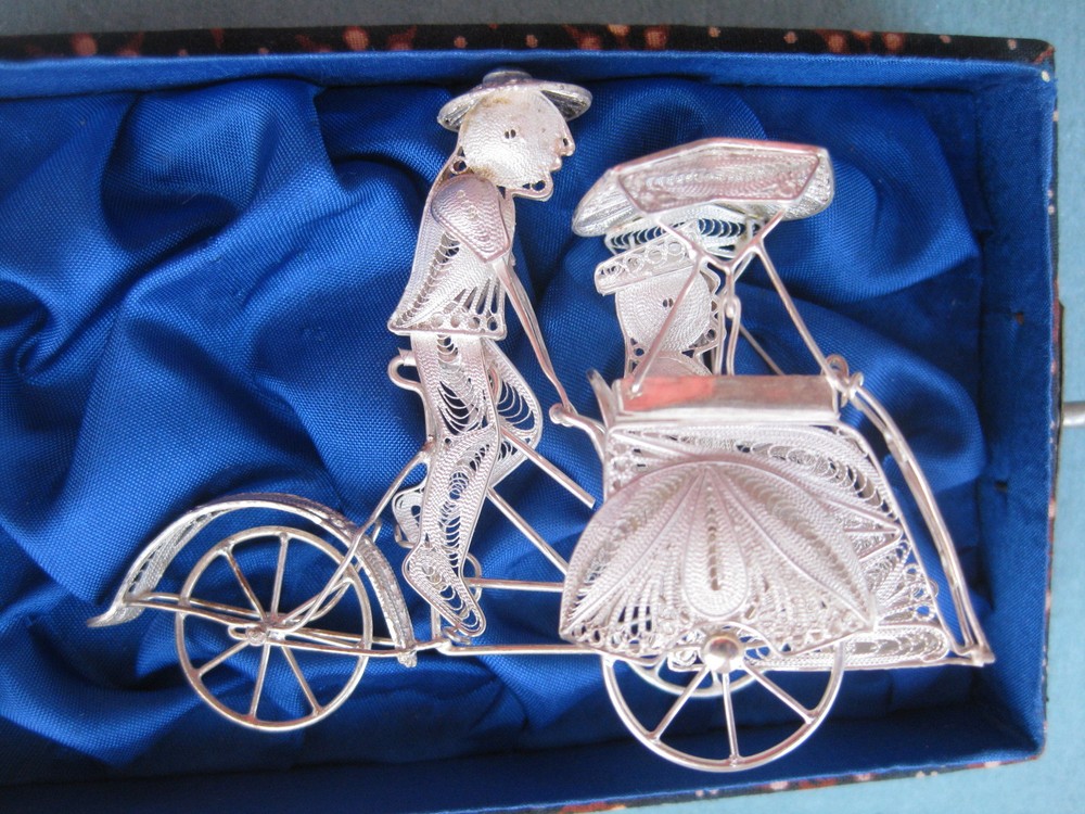 Old Silver Filigree Rickshaw Hand Made