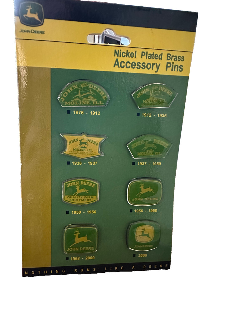 John Deere Nickel Plated Brass Accessory Pins- 8 Pins