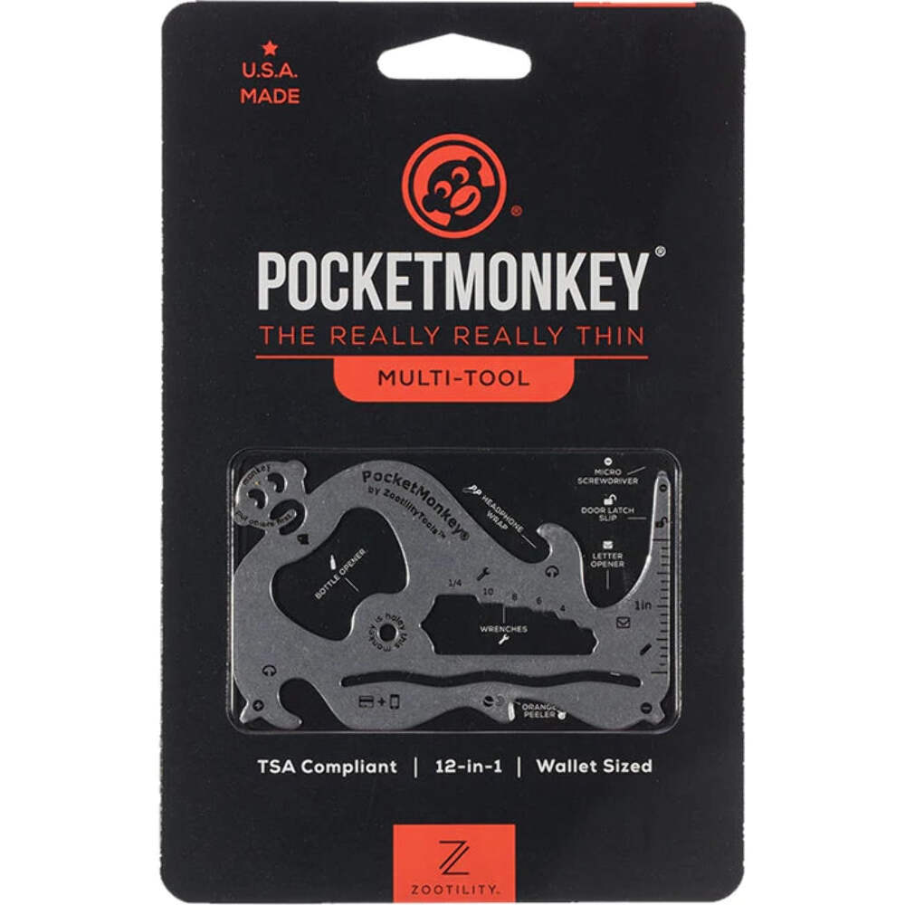 Zootility PocketMonkey X Wallet Size Multi Tool - Silver