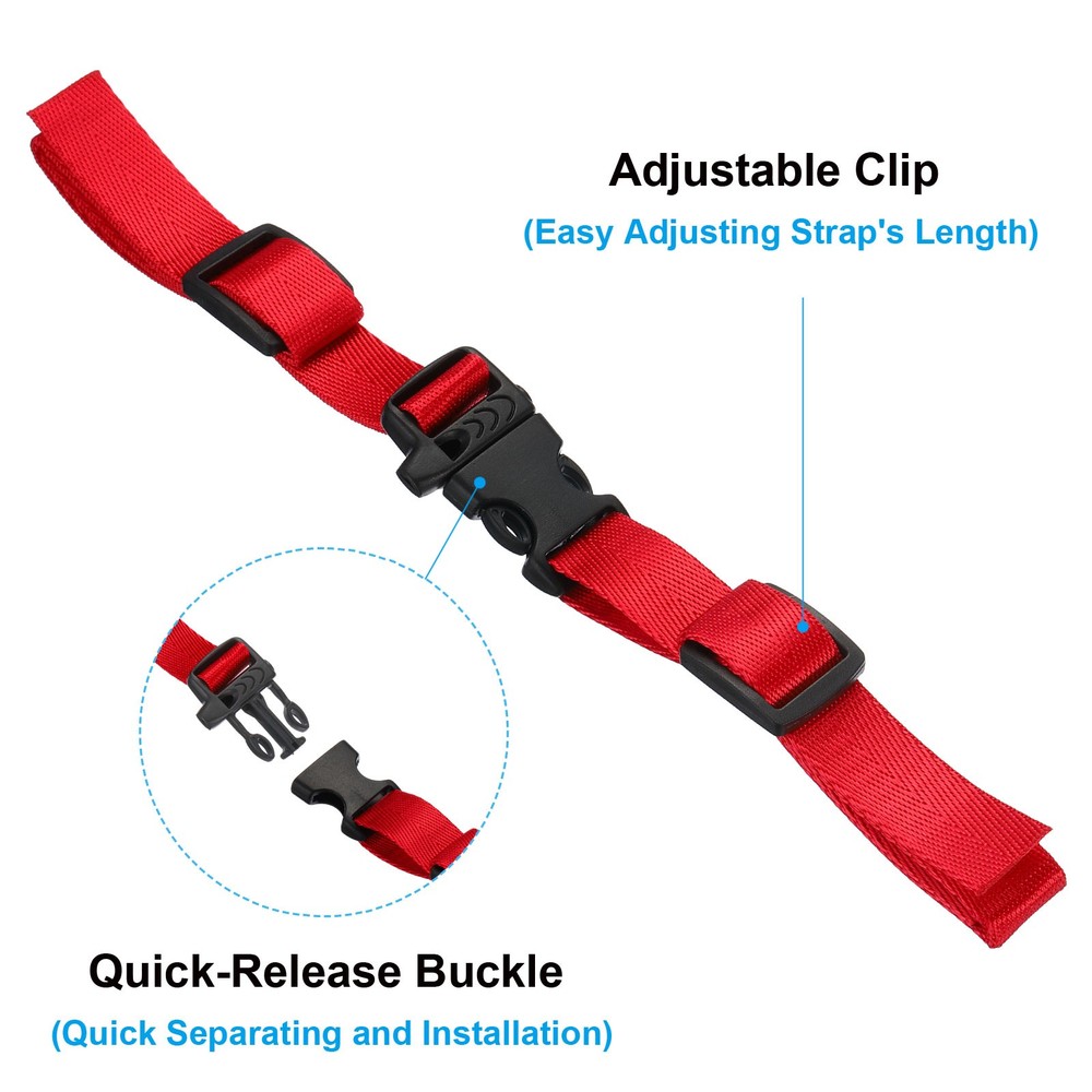 Backpack Belt Strap, 2 Pcs Adjustable Strap with Quick-Release Buckle, Red