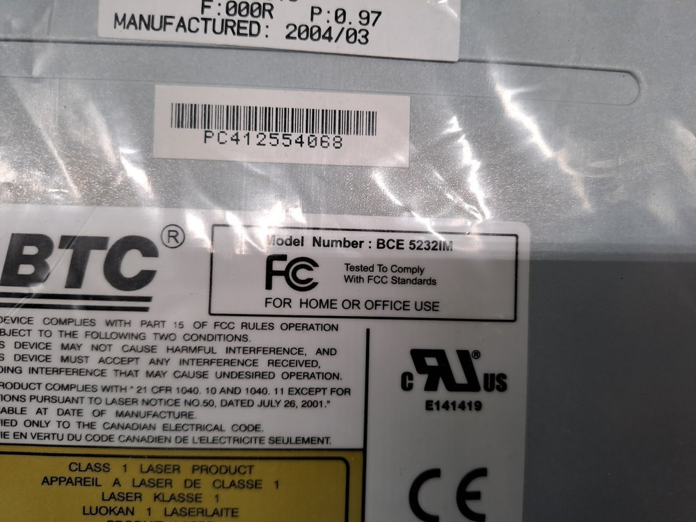 BTC CD-RW DRIVE BCE 5232IM INTERNAL DRIVE