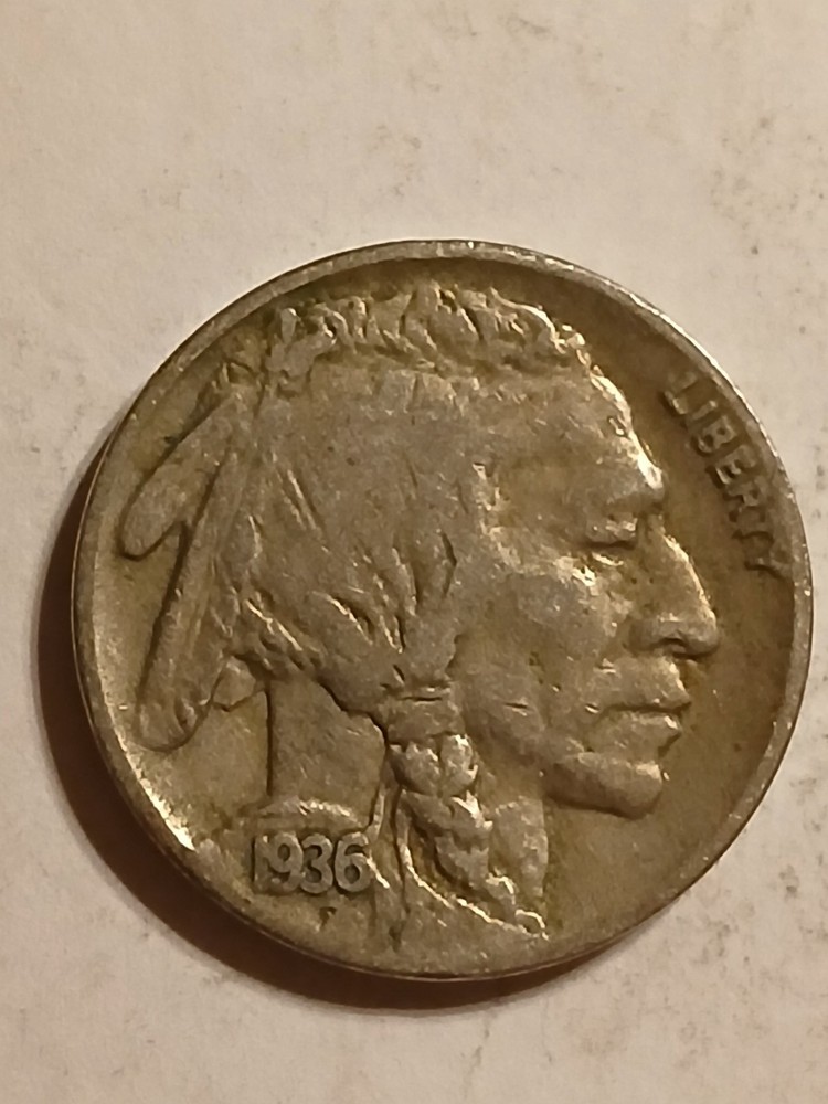 1936 Buffalo Head Indian Nickel Nice Color & Strike  E