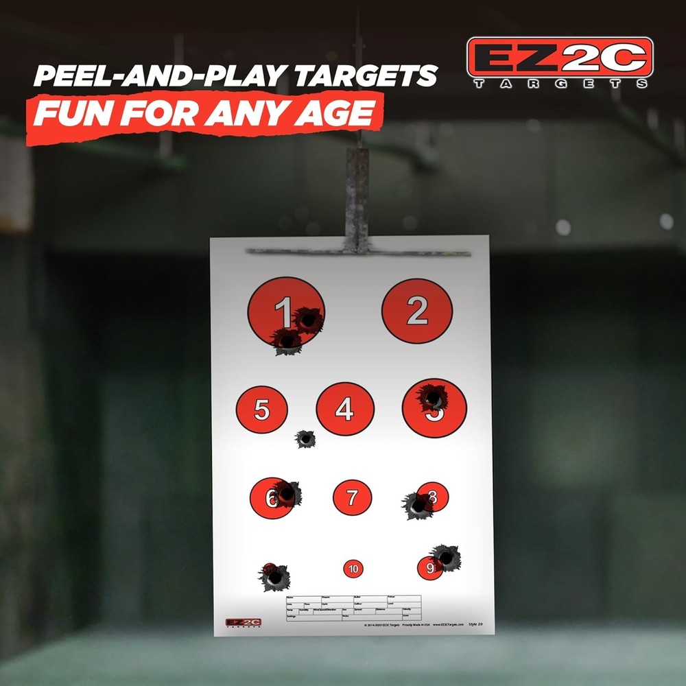 EZ2C Four Various Style Target Papers for Gun Shooting Range, Red