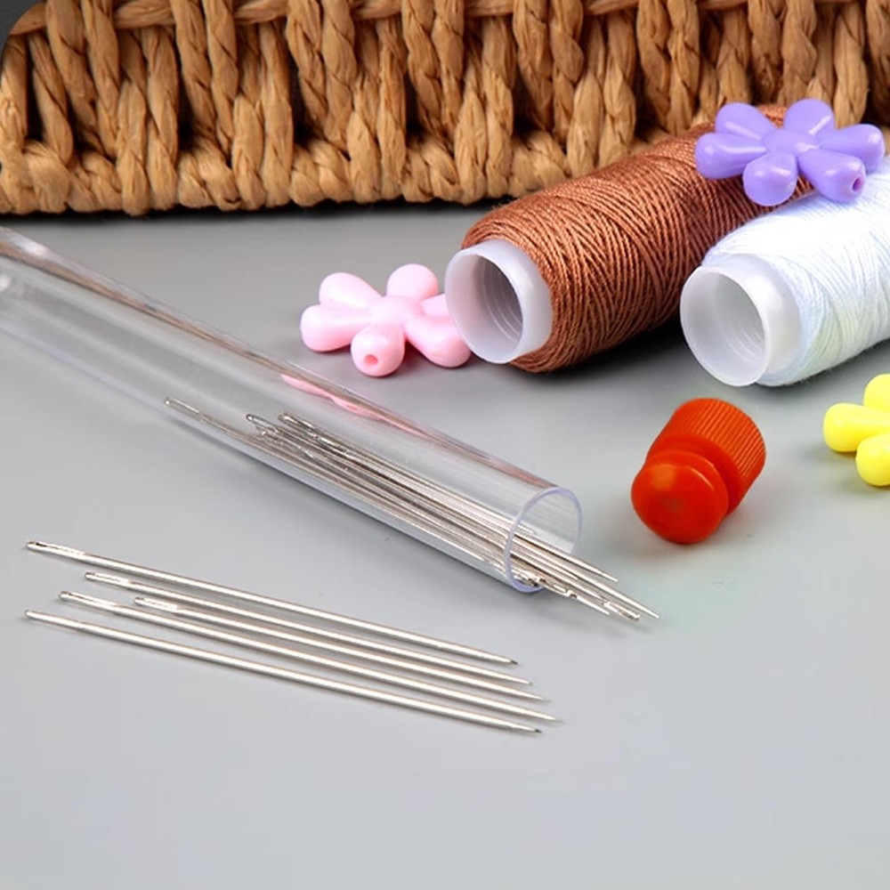 DTDNZKN 60 PCS Large Eye Hand Sewing Needles Set - 3 Sizes Variable, silvery
