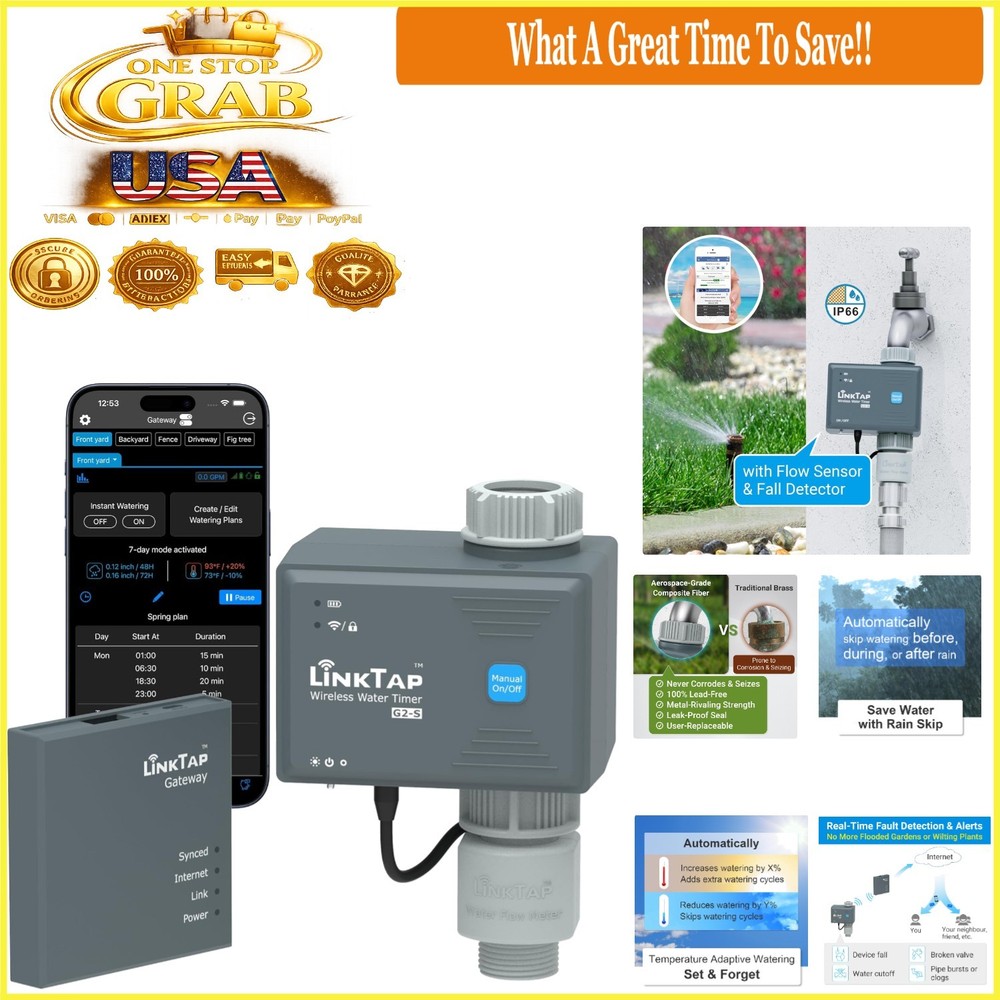 G2S Smart Water Timer & Gateway Weather Auto Leak-Detect Yard System