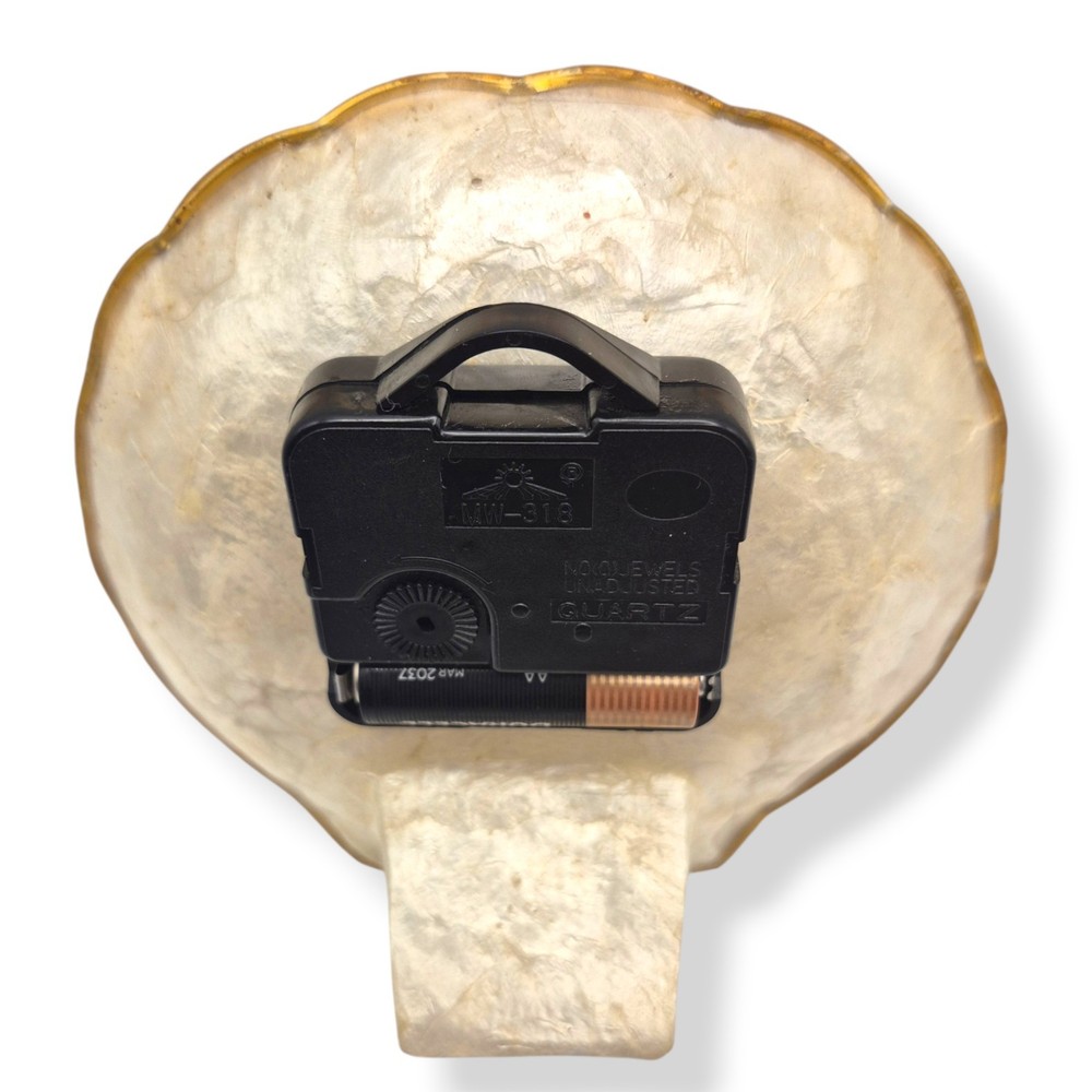 Vintage Capiz Shell Seashell Quartz Clock Coastal Beach Decor Philippines