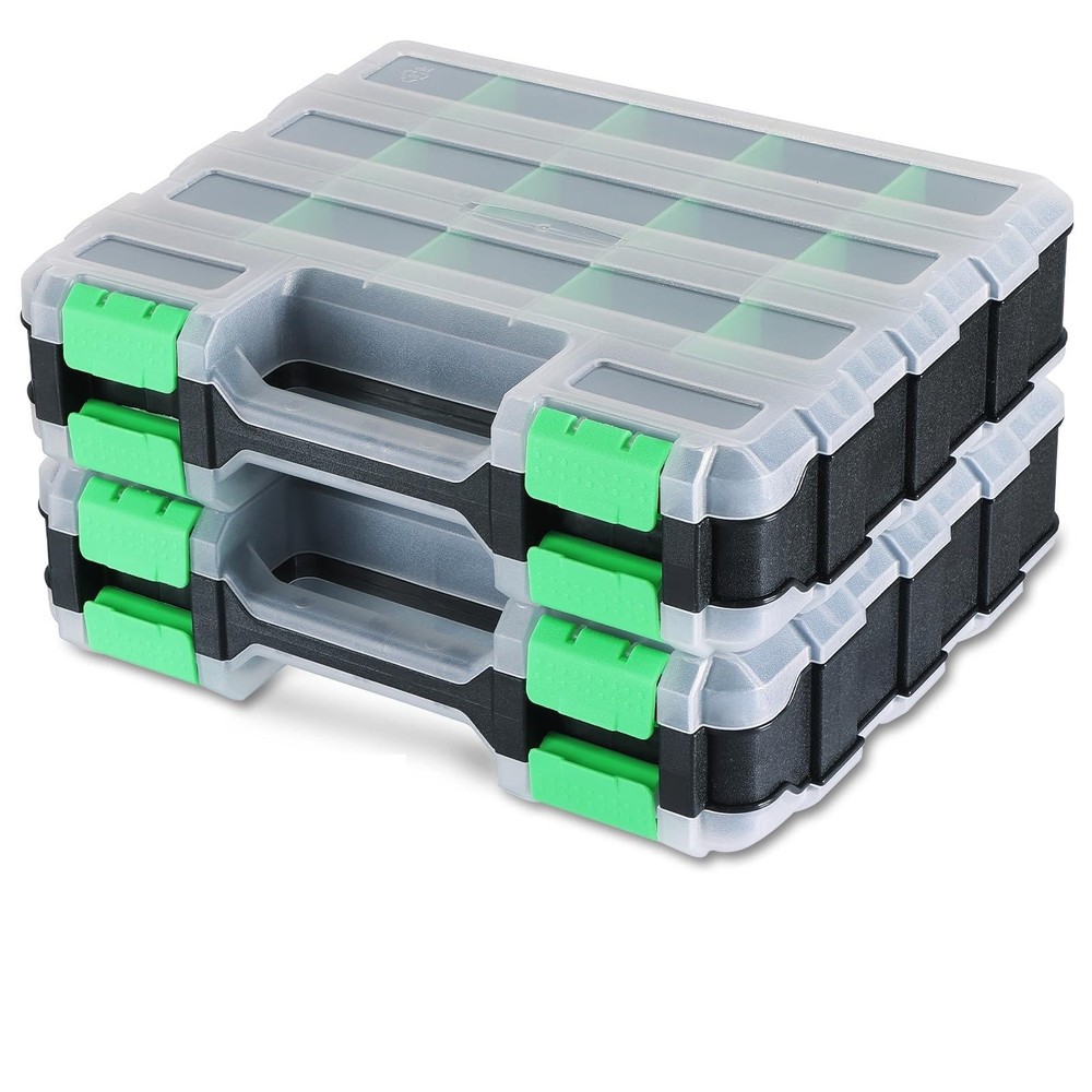 Small Parts Organizer, Hardware Organizer , 2 Pack Double Side 34 Compartment...