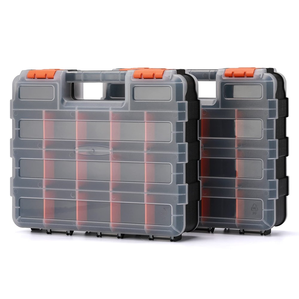 EMENTOL Double Side Tool Organizer - Impact Resistant, 34-Compartment Storage