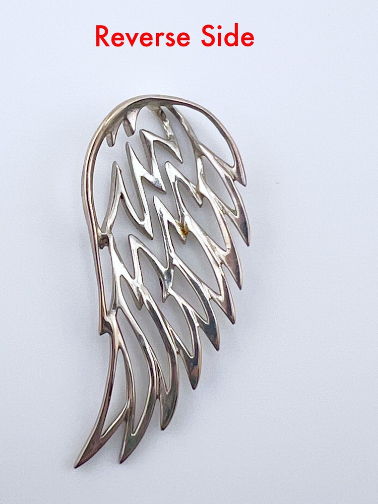 EXQUISITE Artisan Angel Wing or Feather Solid Silver Pendant OOAK🎄