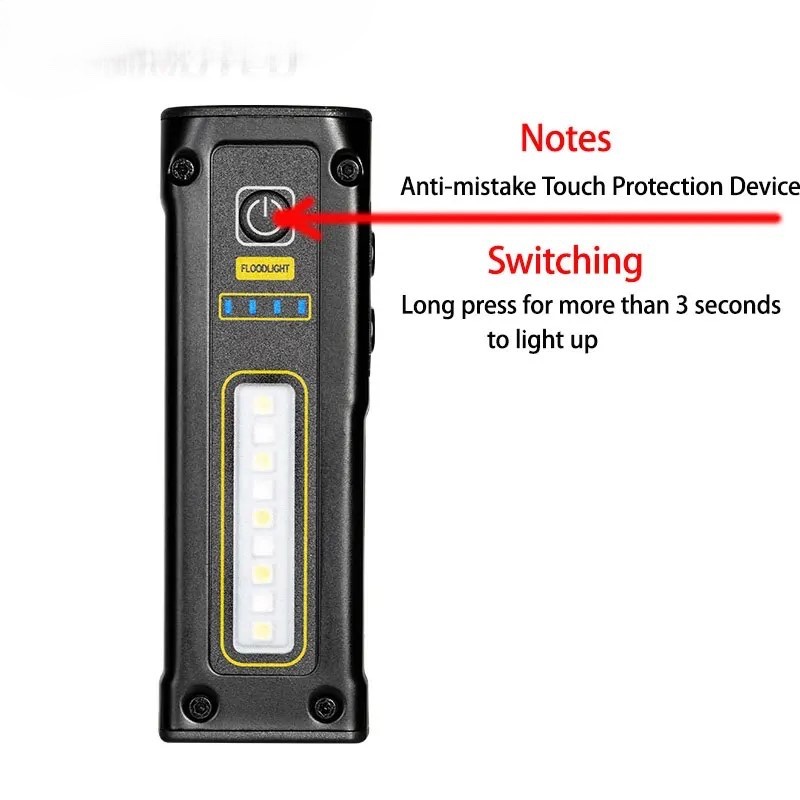 Mini Rechargeable LED Flashlight Magnetic Work Light COB Side Light Power Bank