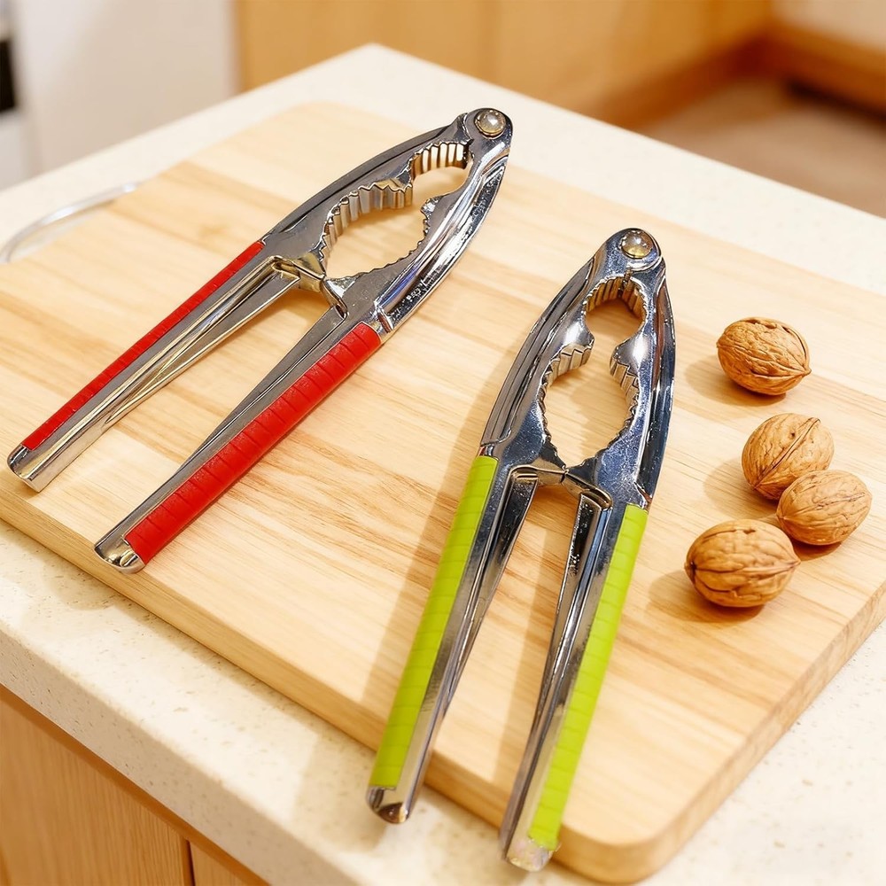 Nut Cracker, 2-Pack Stainless Steel Nutcracker with Non-Slip Handle, for Walnuts
