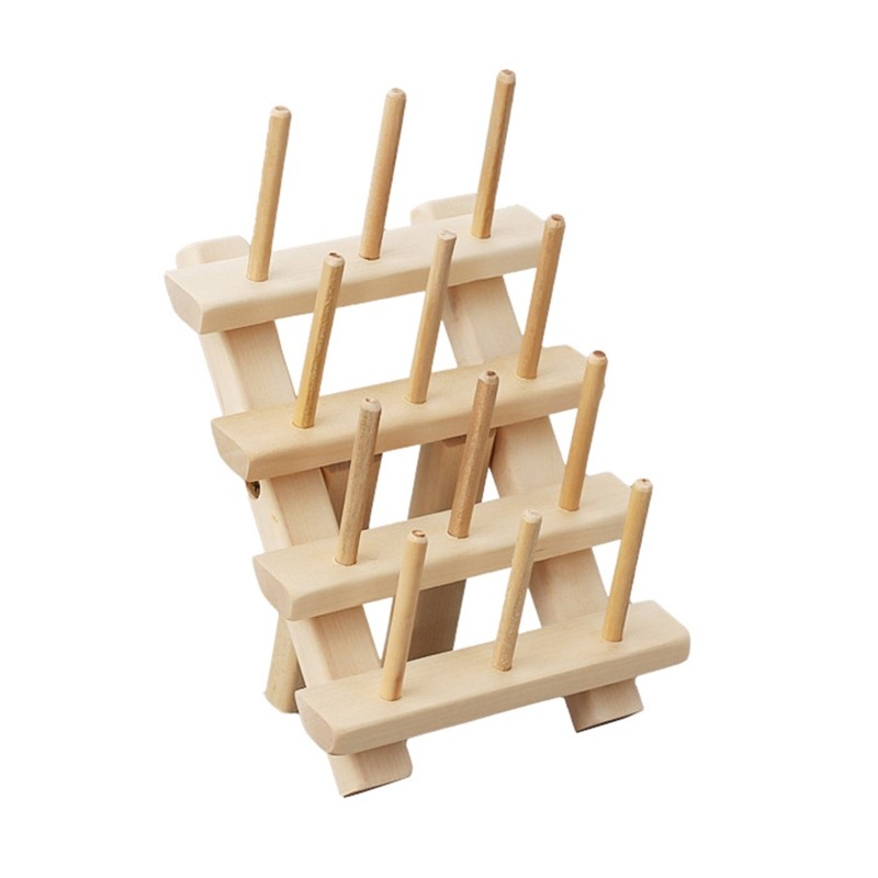 Small Wooden Thread Rack Holder Thread Organiser Stand Bobbins Thread Organizer