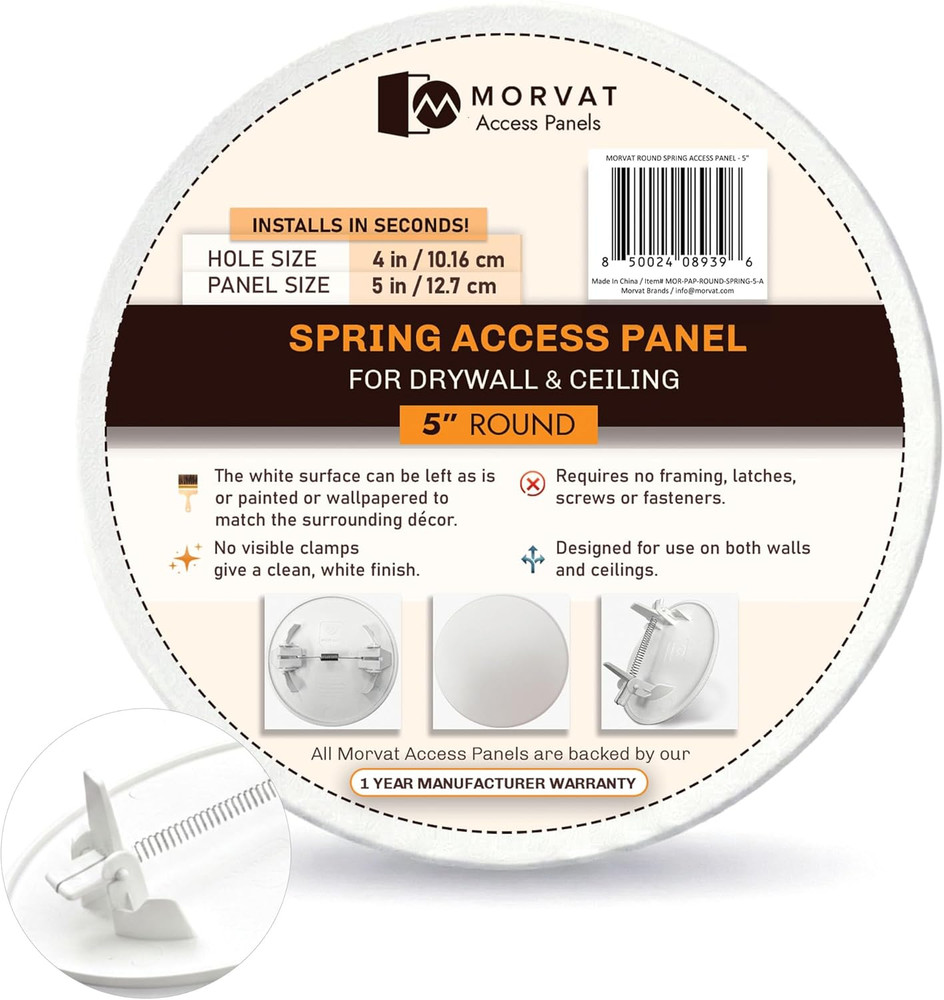 round Spring Access Panel 5X5 Inch for Ceiling & Drywall, Heavy-Duty Durable ABS