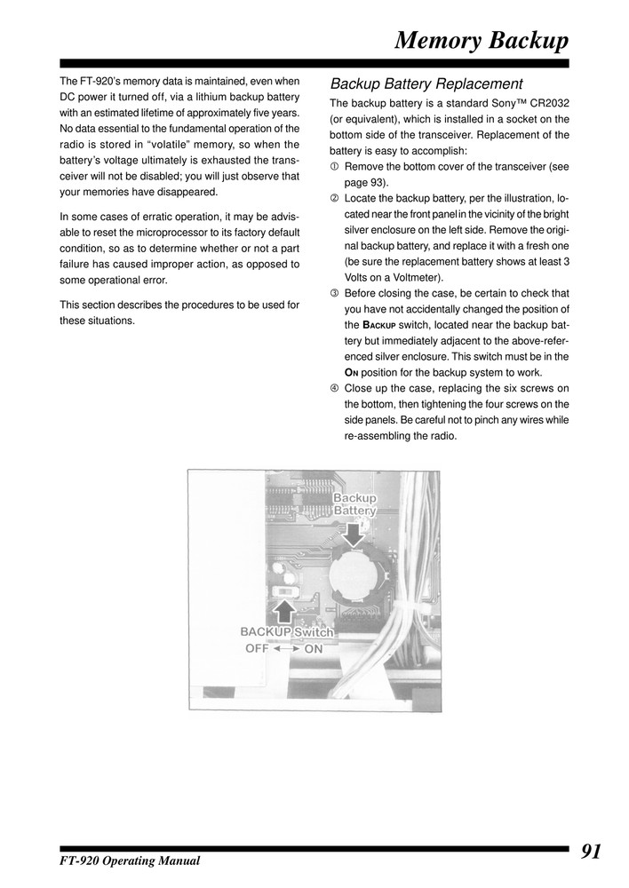Yaesu FT-920 — OPERATING MANUAL Guide Documentation — 98 Pg — Half Size 5.5x8.5