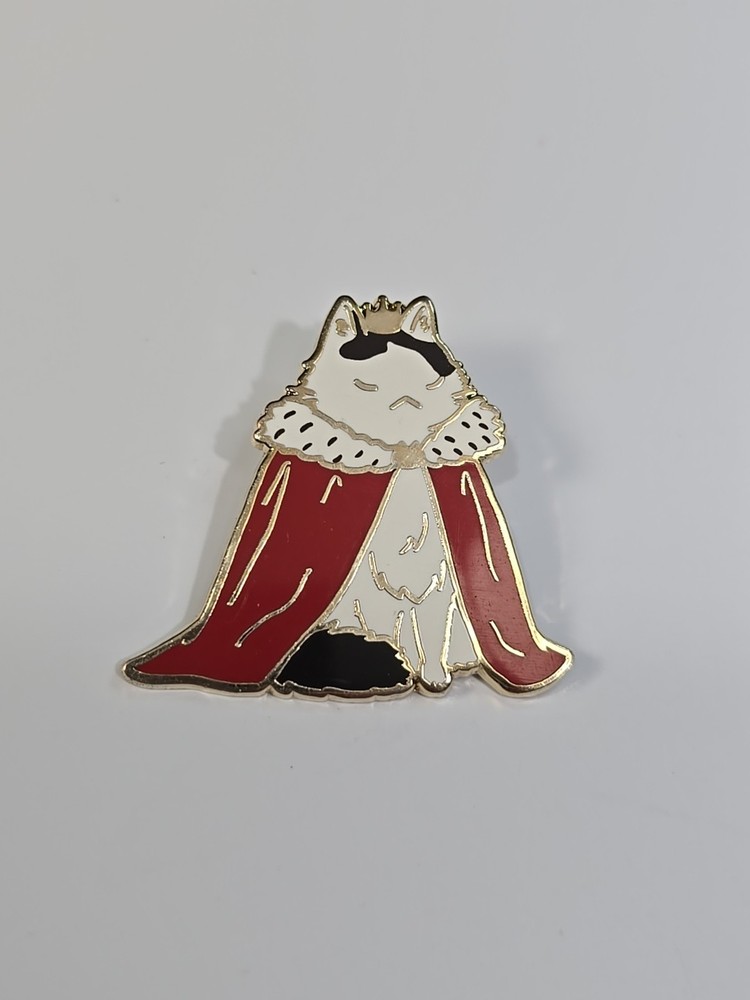 Cat In Red Robe & Crown Lapel Pin