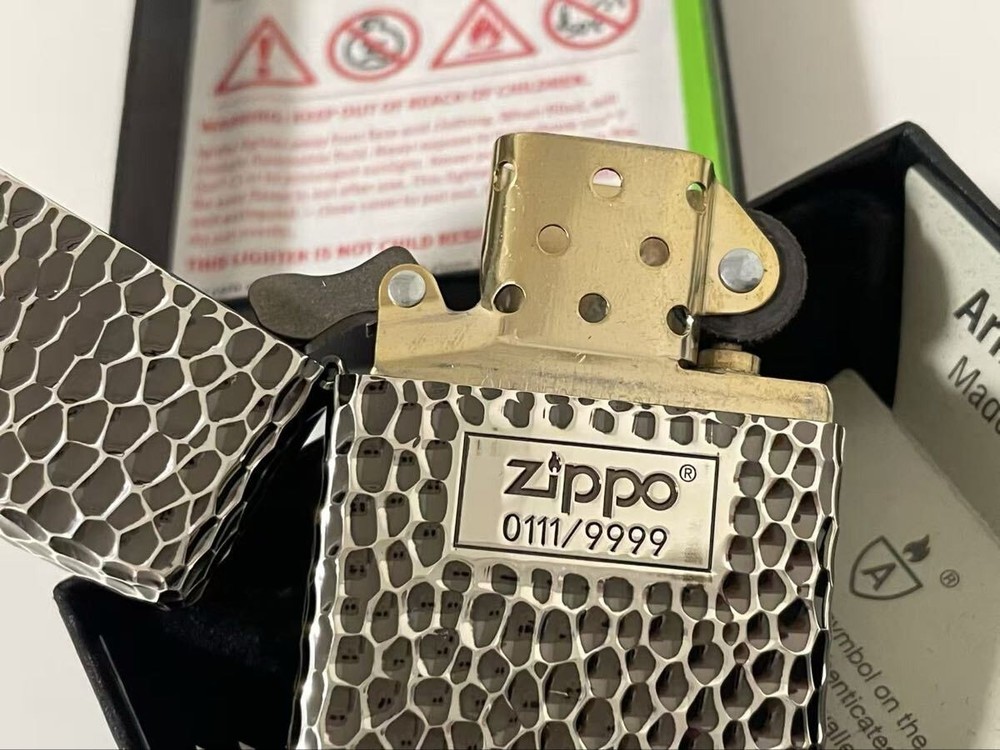 Zippo Meteorite Crater Silver 5 Sided Design Etching Lighter Regular Japan