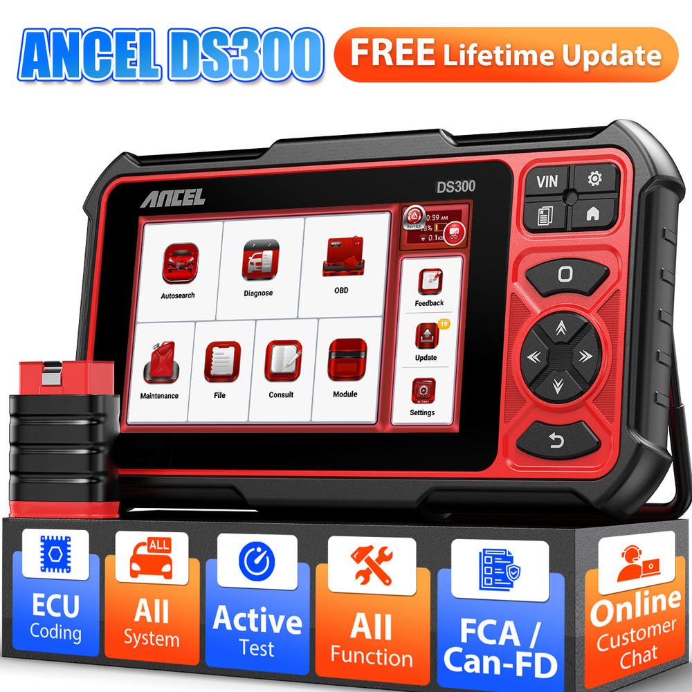 ANCEL DS300 OBD2 Scanner Car Diagnostic Tool All System ECU Coding Active Test