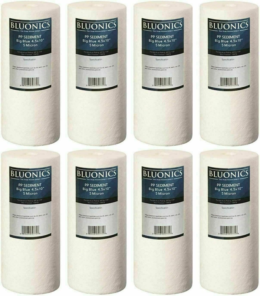 Bluonics 4.5" x  10"  Sediment Water Filters (5 Micron) 8 Whole House Cardridges