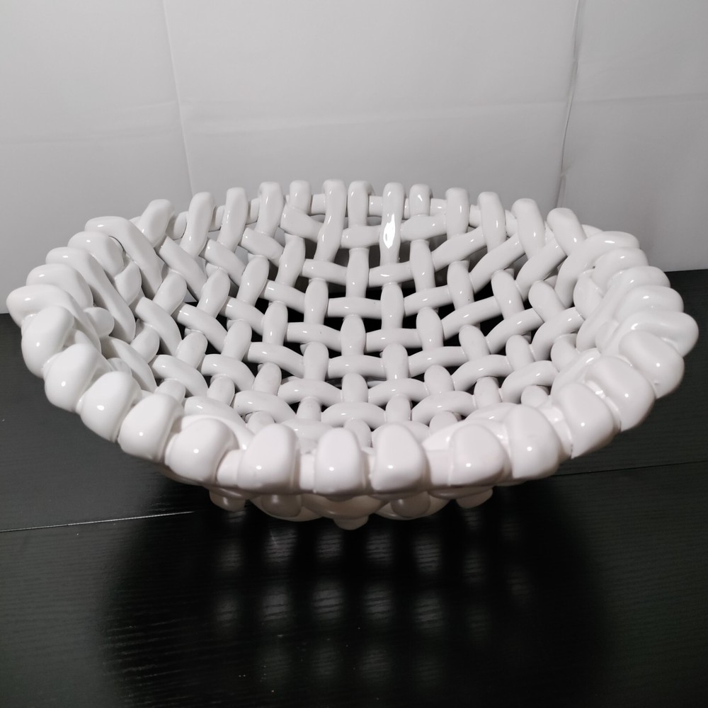 Large White Ceramic Serving Display Basket