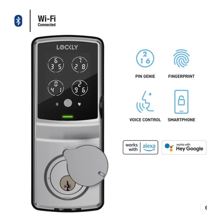 NEW Lockly Secure Plus Deadbolt Fingerprint Satin Nickle