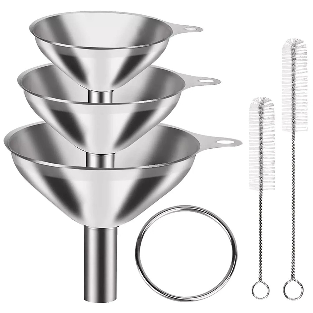 6 Pcs Stainless Steel Mini Funnels for Kitchen use Large Tiny Small Funnel Set 3