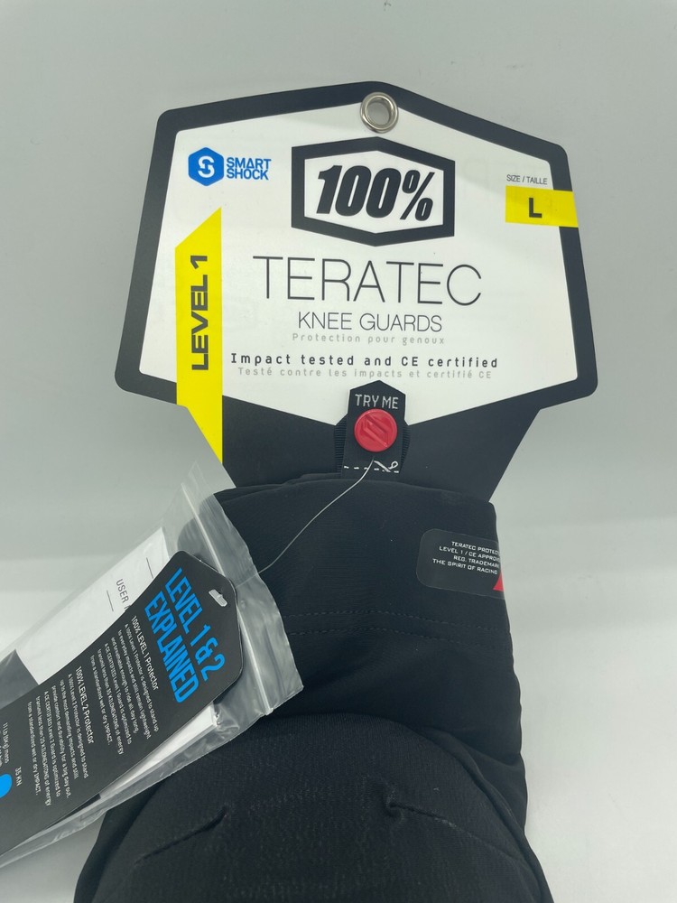 100% Teratec Knee Guards Level 1 Black Size Large