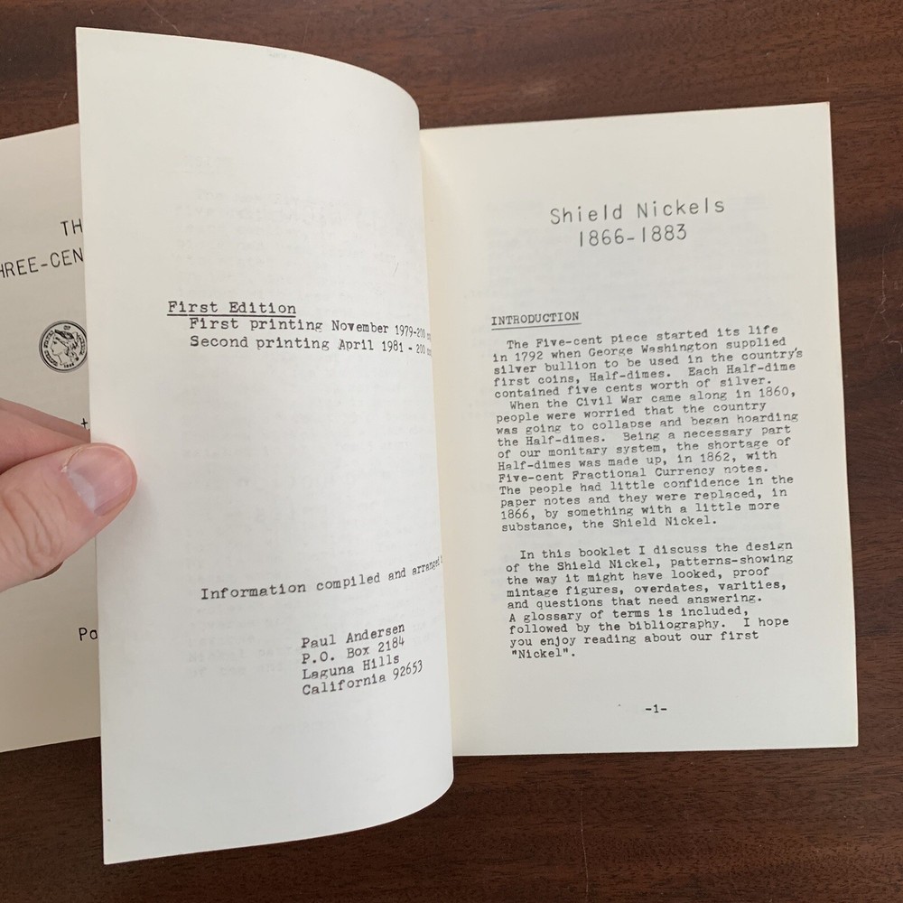 3x Pamphlets Three-Cent Silver Pieces / Nickel / Shield Nickels by Paul Andersen